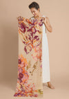 Powder 100% Linen Orchid and Iris Scarf, Coconut