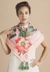 Powder 100% Silk Tassled Crane at Sunrise Scarf, Petal