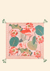 Powder 100% Silk Tassled Crane at Sunrise Scarf, Petal
