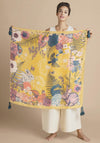 Powder 100% Silk Tassled Summer Woodland Scarf, Mustard