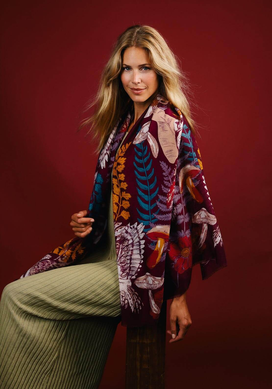 Powder Enchanted Forest Print Scarf, Purple