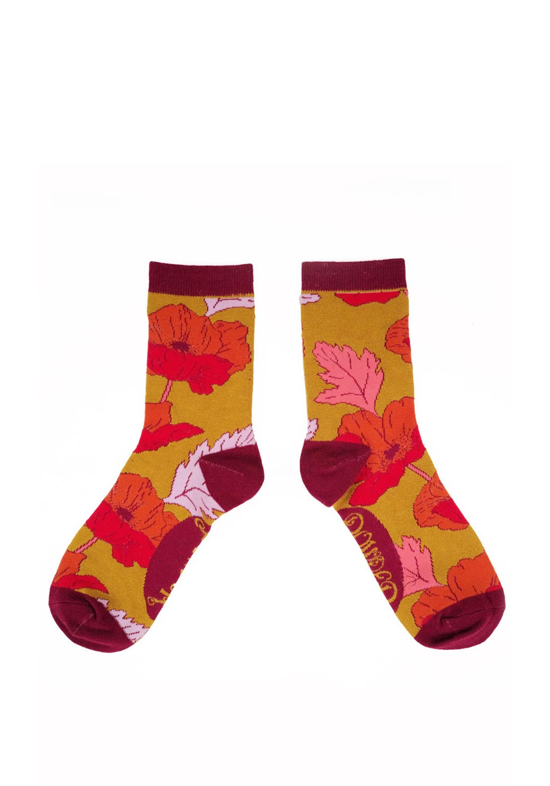 Powder Poppy Bright Ankle Sock, Ochre