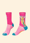 Powder Fancy Giraffe Ankle Socks, Raspberry