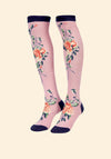 Powder Floral Vines Knee High Socks, Lavender