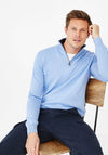 Eden Park Knitted Half Zip Jumper, Light Blue