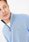 Eden Park Knitted Half Zip Jumper, Light Blue