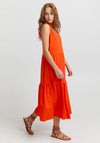 Pulz Amelia Sleeveless Tiered Midi Dress, Cherry Tomato