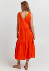 Pulz Amelia Sleeveless Tiered Midi Dress, Cherry Tomato