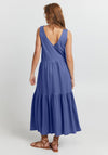 Pulz Amelia Sleeveless Tiered Midi Dress, Strong Blue