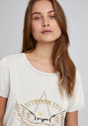 Pulz June Eagle Graphic Print T-Shirt, Cream