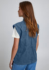 Pulz Buttoned Casual Denim Waistcoat, Medium Blue