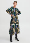 Pulz Belle Leaf Print Maxi Dress, Green Multi