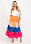 Pulz Sienna Colour Block Midi Skirt, Multi
