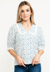 Pulz Christina Floral Chelsea Collar Blouse, Blue Flower