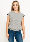 Pulz Gaia Woven Sleeveless Top, Black & White
