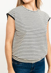 Pulz Gaia Woven Sleeveless Top, Black & White