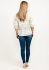 Pulz Sania Textured Check Blouse, Green & White