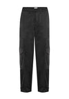 Pulz Lia High Shine Cargo Style Trousers, Black