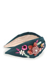 Powder Embroidered Floral Headband, Teal