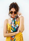 Powder Limited Edition Palm Leaf Satin Neck Scarf, Teal