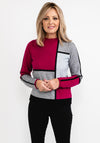 Rabe Colour Block Boxy Sweater, Fuchsia & Grey