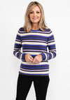 Rabe Striped Round Neck Sweater, Purple Multi