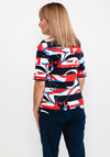 Rabe Abstract Shape Tie Collar T-Shirt, Red Multi