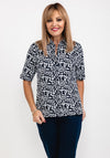 Rabe Shape Print Collared T-Shirt, Navy & White