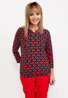 Rabe R Pattern Print T-Shirt, Navy & Red