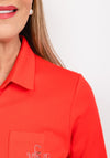 Rabe Three Quarter Sleeve Polo Shirt, Red