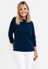 Rabe Textured Long Sleeve Top, Navy