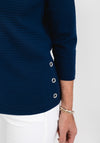 Rabe Textured Long Sleeve Top, Navy