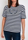 Rabe Butterfly Heart Ribbed Top, Navy