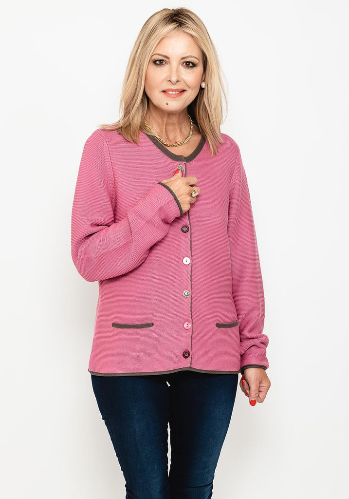 Rabe Mix Button Knitted Cardigan, Pink & Brown - McElhinneys | Cardigans