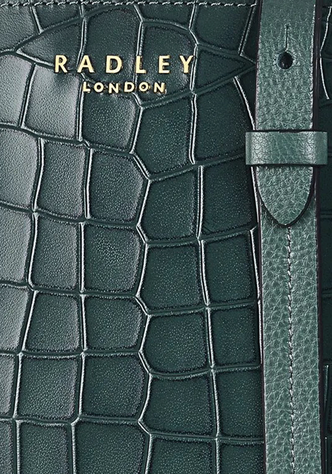 Radley Liverpool Street 2.0 Faux Croc Medium Zip-Top Cross Body Bag, Cedar Green