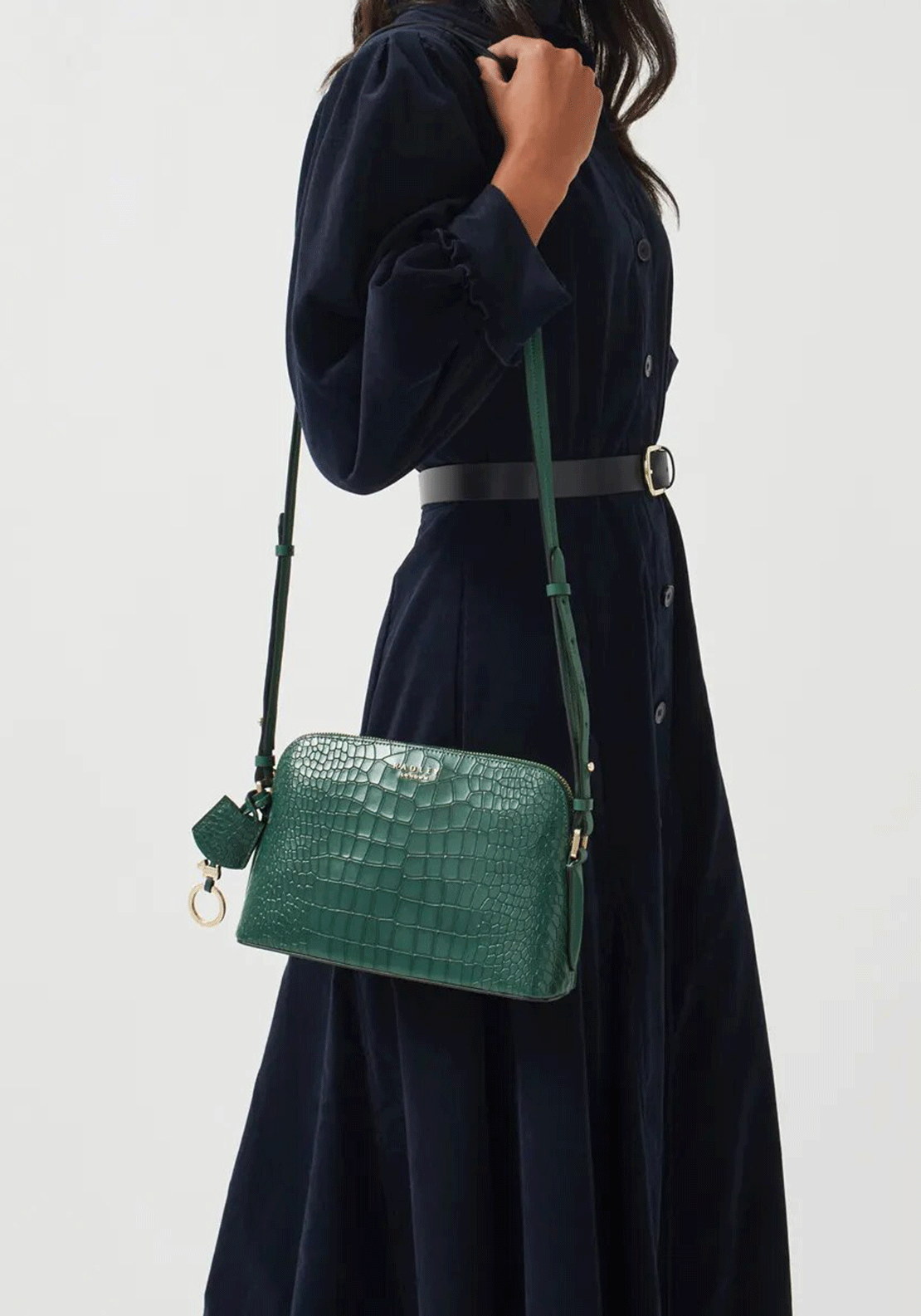 Radley Liverpool Street 2.0 Faux Croc Medium Zip-Top Cross Body Bag, Cedar Green