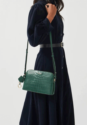 Radley Liverpool Street 2.0 Faux Croc Medium Zip-Top Cross Body Bag, Cedar Green