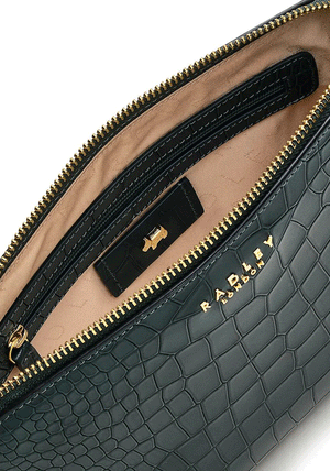 Radley Liverpool Street 2.0 Faux Croc Medium Zip-Top Cross Body Bag, Cedar Green