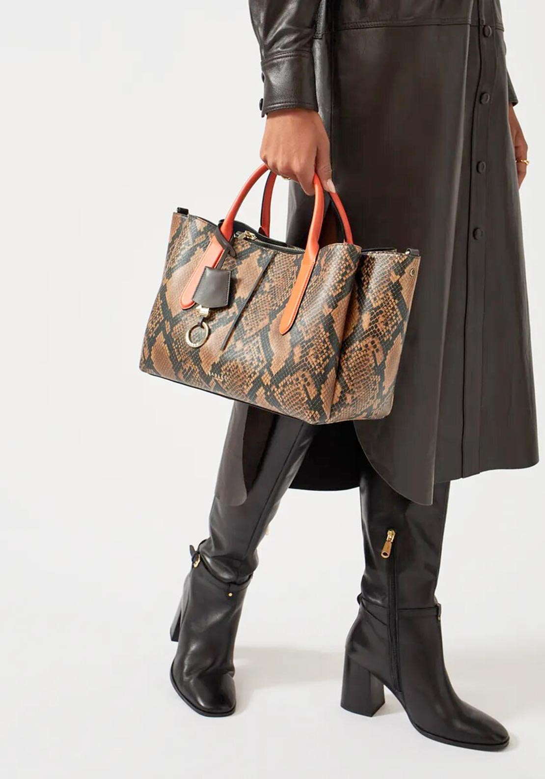 Radley Hillgate Place Faux Snake Medium Grab Multiway Bag, Dark Oak