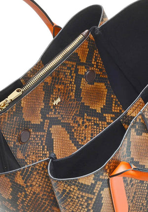 Radley Hillgate Place Faux Snake Medium Grab Multiway Bag, Dark Oak