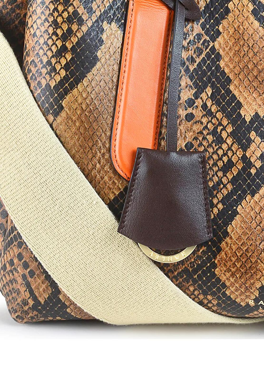 Radley Hillgate Place Faux Snake Medium Grab Multiway Bag, Dark Oak