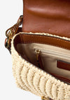 Ralph Lauren Addie Large Straw Crossbody Bag, Brown & Cream