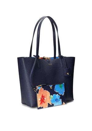 Ralph Lauren Reversible Large Floral Tote Bag, Navy