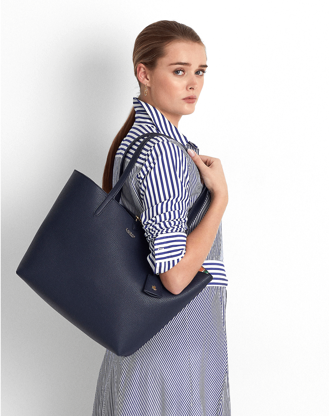 Ralph Lauren Reversible Large Floral Tote Bag, Navy