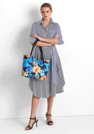 Ralph Lauren Reversible Large Floral Tote Bag, Navy