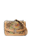 Ralph Lauren Madison Perforated Fold Over Crossbody Bag, Buff Multi