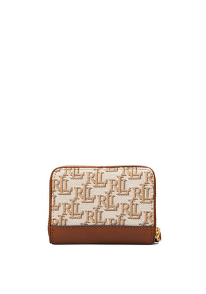 Ralph Lauren Small Zip Wallet, Tan Multi