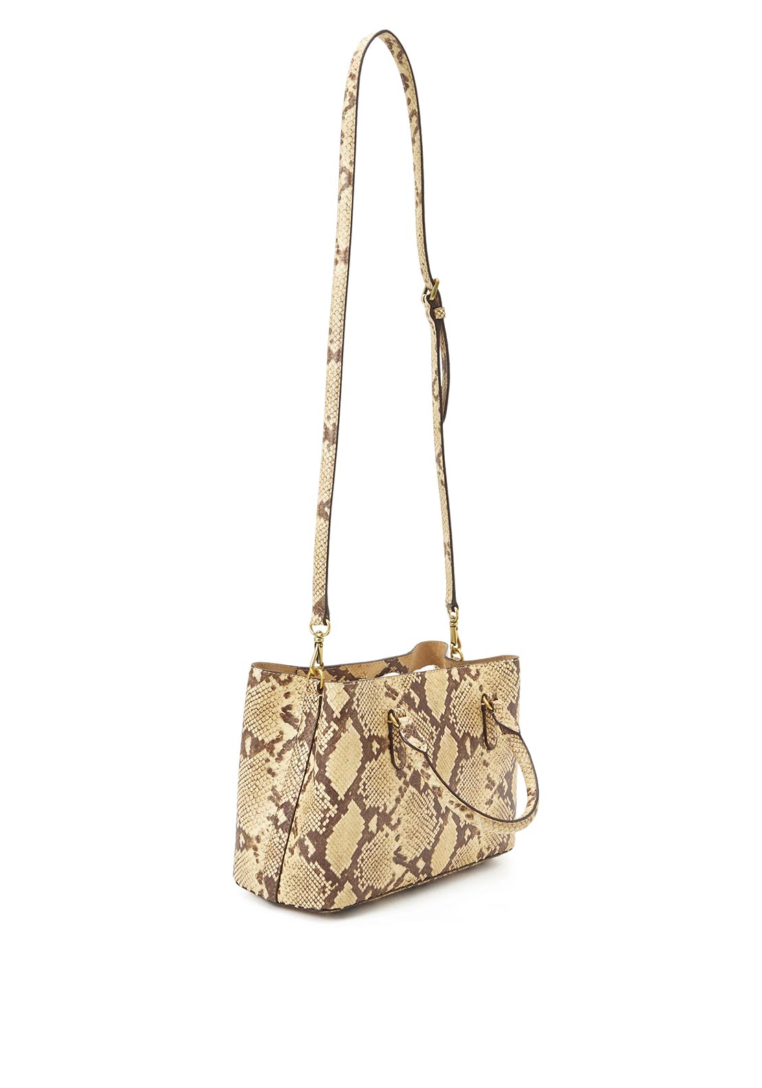 Ralph Lauren Marcy Medium Faux Snakeskin Satchel, Beige