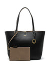 Lauren Ralph Lauren Faux Leather Reversible Tote Bag, Black Taupe
