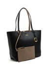 Ralph Lauren Faux Leather Reversible Large Tote, Black & Taupe